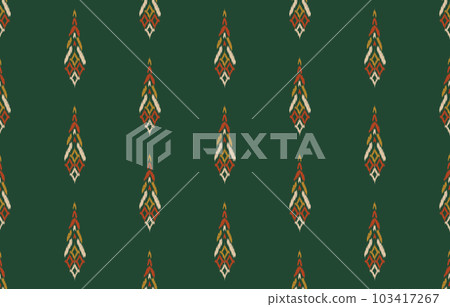 Ethnic abstract ikat art. Seamless pattern in tribal, folk embroidery, and Mexican style. Aztec geometric art ornament print. Design for carpet, wallpaper, clothing, wrapping, fabric, cover, textile. 103417267