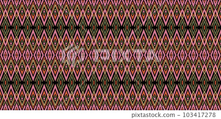 Ethnic abstract ikat art. Seamless pattern in tribal, folk embroidery, and Mexican style. Aztec geometric art ornament print. Design for carpet, wallpaper, clothing, wrapping, fabric, cover, textile. 103417278