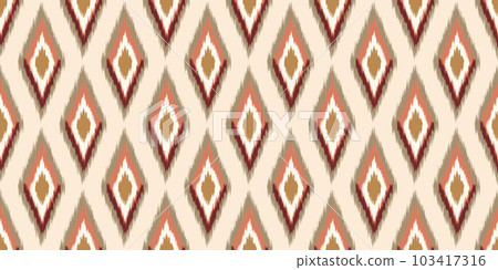 Ethnic abstract ikat art. Seamless pattern in tribal, folk embroidery, and Mexican style. Aztec geometric art ornament print. Design for carpet, wallpaper, clothing, wrapping, fabric, cover, textile. 103417316