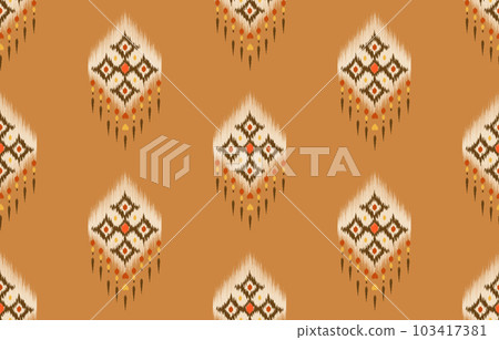 Ethnic abstract ikat art. Seamless pattern in tribal, folk embroidery, and Mexican style. Aztec geometric art ornament print. Design for carpet, wallpaper, clothing, wrapping, fabric, cover, textile. 103417381