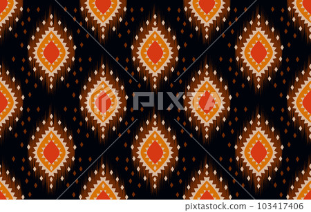 Ethnic abstract ikat art. Seamless pattern in tribal, folk embroidery, and Mexican style. Aztec geometric art ornament print. Design for carpet, wallpaper, clothing, wrapping, fabric, cover, textile. Ethnic abstract ikat art. Seamless pattern in tribal, folk embroidery, and Mexican style. Aztec geometric art ornament print. Design for carpet, wallpaper, clothing, wrapping, fabric, cover, textile. 103417406