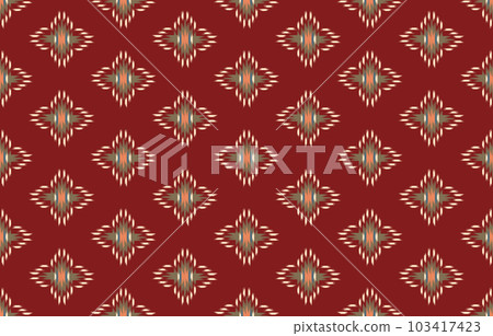 Ethnic abstract ikat art. Seamless pattern in tribal, folk embroidery, and Mexican style. Aztec geometric art ornament print. Design for carpet, wallpaper, clothing, wrapping, fabric, cover, textile. 103417423