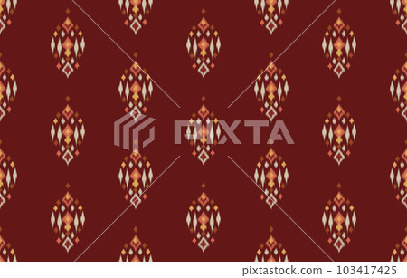 Ethnic abstract ikat art. Seamless pattern in tribal, folk embroidery, and Mexican style. Aztec geometric art ornament print. Design for carpet, wallpaper, clothing, wrapping, fabric, cover, textile. 103417425