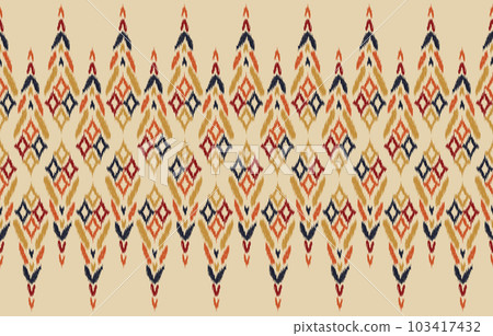 Ethnic abstract ikat art. Seamless pattern in tribal, folk embroidery, and Mexican style. Aztec geometric art ornament print. Design for carpet, wallpaper, clothing, wrapping, fabric, cover, textile. Ethnic abstract ikat art. Seamless pattern in tribal, folk embroidery, and Mexican style. Aztec geometric art ornament print. Design for carpet, wallpaper, clothing, wrapping, fabric, cover, textile. 103417432