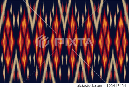Ethnic abstract ikat art. Seamless pattern in tribal, folk embroidery, and Mexican style. Aztec geometric art ornament print. Design for carpet, wallpaper, clothing, wrapping, fabric, cover, textile. 103417434