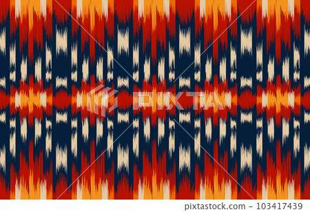 Ethnic abstract ikat art. Seamless pattern in tribal, folk embroidery, and Mexican style. Aztec geometric art ornament print. Design for carpet, wallpaper, clothing, wrapping, fabric, cover, textile. 103417439