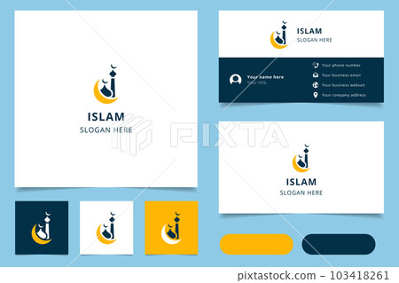 Islam logo design with editable slogan. Branding book and business card template. 103418261