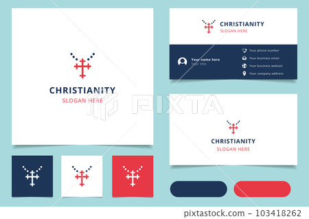 Christianity logo design with editable slogan. Branding book and business card template. 103418262