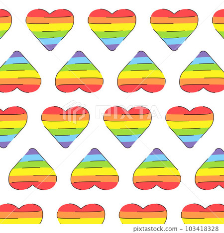 Vector seamless pattern with rainbow heart.... - Stock Illustration ...