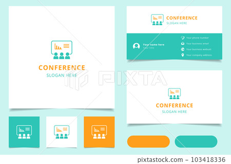Conference logo design with editable slogan. Branding book and business card template. Conference logo design with editable slogan. Branding book and business card template. 103418336