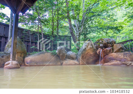 新鮮的綠色露天浴池[平湯溫泉/平湯之湯] 103418532