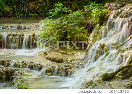 Turquoise water of Krushuna waterfalls, Bulgaria Turquoise water of Krushuna waterfalls, Bulgaria 103418763