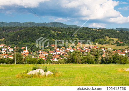 Aerial view Bulgarian Village. Mountains landscape. 103418768