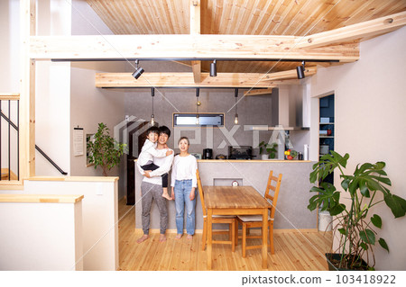 Family, smile, kitchen of newly built home Family, smile, kitchen of newly built home 103418922