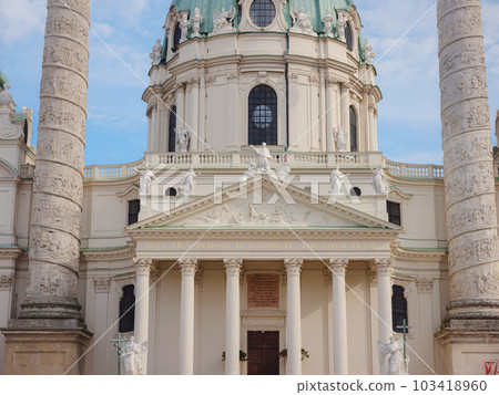 Karlskirche is 18th-century Habsburg cathedral. Karlskirche is 18th-century Habsburg cathedral. 103418960