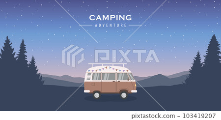 wanderlust camping adventure in the wilderness with camper van 103419207