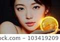 A woman holding an energizing sun in one hand 103419209
