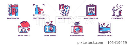 Photography Service and Studio Graphic Icons Vector Set 103419459