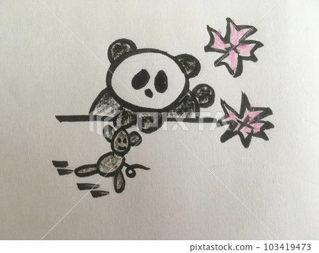 興奮的熊貓抓老鼠 103419473