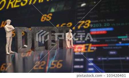 The man figure and debt text for Business concept 3d rendering 103420401
