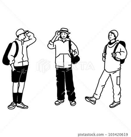 戶外時尚男士矢量線描 戶外時尚男士矢量線描 103420619