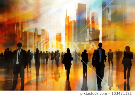 Abstract business background. Dynamic business environment surrounding with building. 103421181