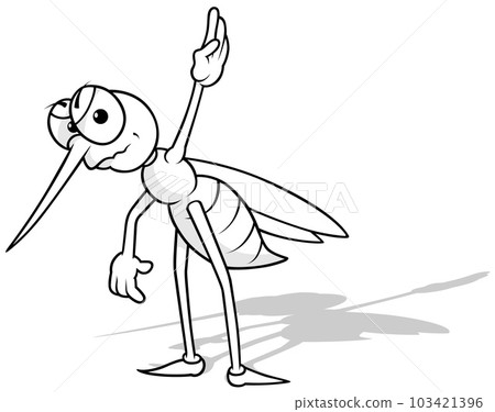 Drawing of a Mosquito with a Raised Hand 103421396