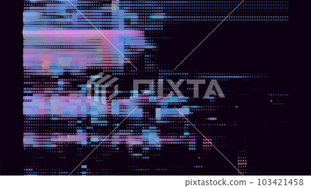 Trendy glitch pattern on dark background. Modern style vector. Abstract geometric elements 103421458