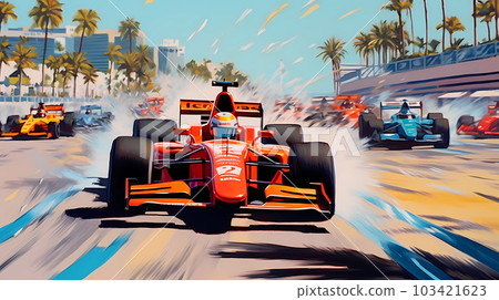 Illustration of Formula 1 competition in Miami, Florida, USA 103421623