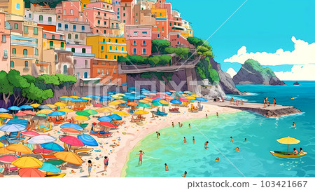 Morning view of the small town of Amalfi on the Mediterranean coast, Italy 103421667