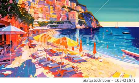 Morning view of the small town of Amalfi on the Mediterranean coast, Italy 103421671