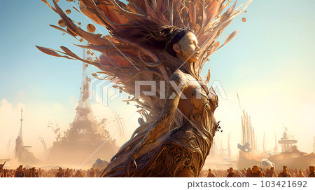 Illustration of the Burning Man Festival in the Black Rock Desert in Nevada, USA Illustration of the Burning Man Festival in the Black Rock Desert in Nevada, USA 103421692
