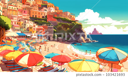 Morning view of the small town of Amalfi on the Mediterranean coast, Italy Morning view of the small town of Amalfi on the Mediterranean coast, Italy 103421693