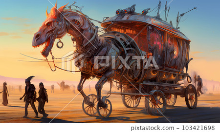 Illustration of the Burning Man Festival in the Black Rock Desert in Nevada, USA Illustration of the Burning Man Festival in the Black Rock Desert in Nevada, USA 103421698