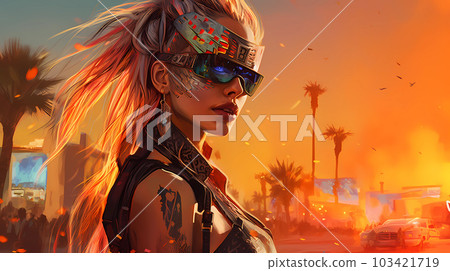 Illustration of the Burning Man Festival in the Black Rock Desert in Nevada, USA Illustration of the Burning Man Festival in the Black Rock Desert in Nevada, USA 103421719