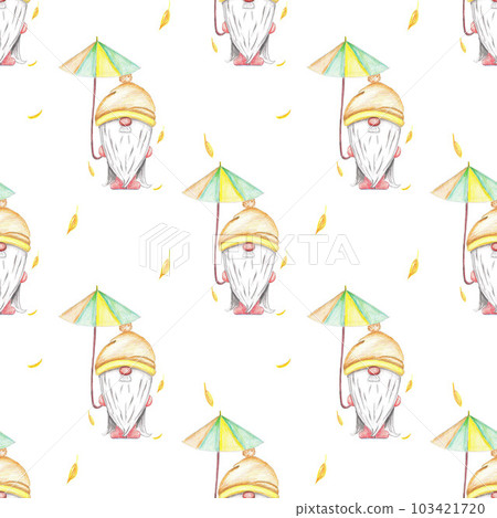 Seamless pattern with an autumn Dwarf. dwarf with umbrella Seamless pattern with an autumn Dwarf. dwarf with umbrella 103421720