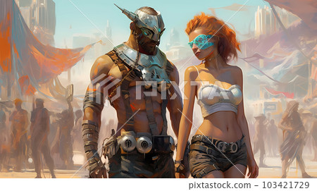Illustration of the Burning Man Festival in the Black Rock Desert in Nevada, USA Illustration of the Burning Man Festival in the Black Rock Desert in Nevada, USA 103421729