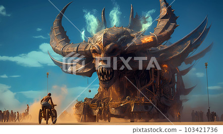 Illustration of the Burning Man Festival in the Black Rock Desert in Nevada, USA Illustration of the Burning Man Festival in the Black Rock Desert in Nevada, USA 103421736