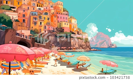 Morning view of the small town of Amalfi on the Mediterranean coast, Italy Morning view of the small town of Amalfi on the Mediterranean coast, Italy 103421738