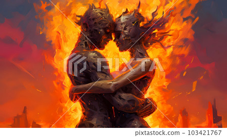 Illustration of the Burning Man Festival in the Black Rock Desert in Nevada, USA Illustration of the Burning Man Festival in the Black Rock Desert in Nevada, USA 103421767