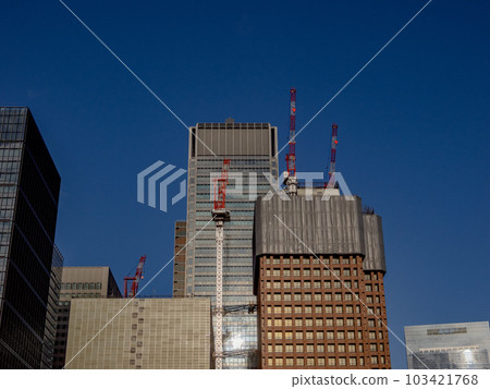 Tokyo cityscape building construction site and crane 103421768