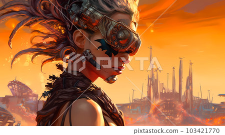Illustration of the Burning Man Festival in the Black Rock Desert in Nevada, USA Illustration of the Burning Man Festival in the Black Rock Desert in Nevada, USA 103421770