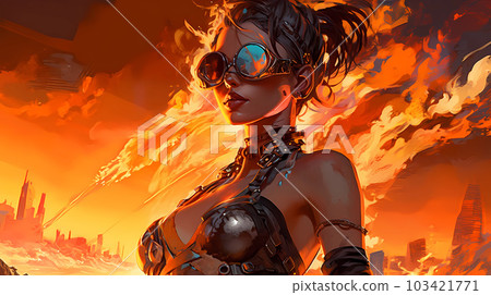 Illustration of the Burning Man Festival in the Black Rock Desert in Nevada, USA Illustration of the Burning Man Festival in the Black Rock Desert in Nevada, USA 103421771