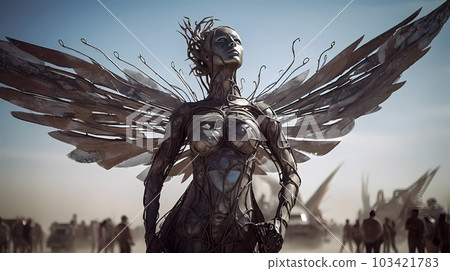 Illustration of the Burning Man Festival in the Black Rock Desert in Nevada, USA Illustration of the Burning Man Festival in the Black Rock Desert in Nevada, USA 103421783