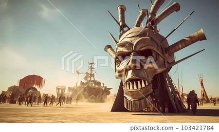 Illustration of the Burning Man Festival in the Black Rock Desert in Nevada, USA 103421784