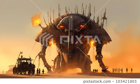 Illustration of the Burning Man Festival in the Black Rock Desert in Nevada, USA Illustration of the Burning Man Festival in the Black Rock Desert in Nevada, USA 103421803