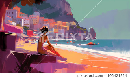 Morning view of the small town of Amalfi on the Mediterranean coast, Italy 103421814