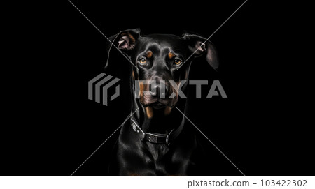GeneratGenerative ai illustration of  hungry black dobberman 103422302