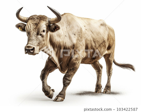 Cow (bull) White background AI-generated image Generative AI 103422587