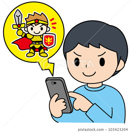 玩智能手機遊戲的男孩 103423204